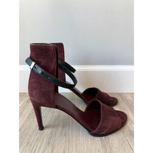 Vince Burgundy Suede Adley High Heel Sandals Shoes